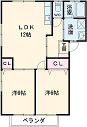 Quartet（カルテット） 1階2LDKの間取り