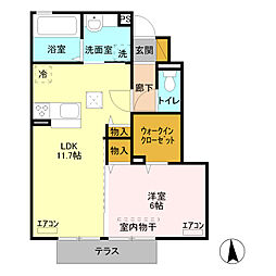 アーバンハイツ 1階1LDKの間取り