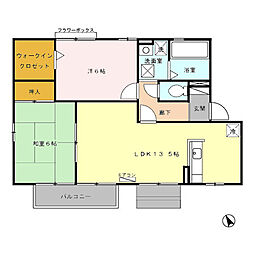 ラ・プランタン　Ｃ 1階2LDKの間取り
