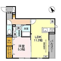 D-Grande下新 1階1LDKの間取り