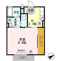 ショコラハウス 2階1Kの間取り