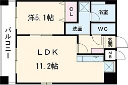 グランフィーネ保田窪 6階1LDKの間取り