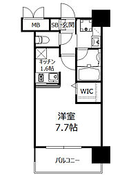 エンクレストベイ天神東2 1Kの間取図画像