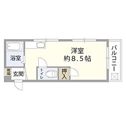 プレセランス大分 2階ワンルームの間取り