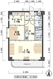 ル・セザンヌ 3階1SLDKの間取り