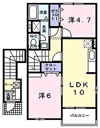 メゾンサニー 2階2LDKの間取り