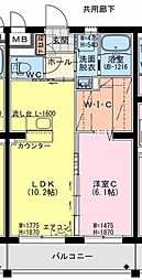 ヴァンテージ　祇園 1階1LDKの間取り