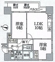 ディオヒルズ二日町 8階2LDKの間取り