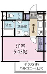 スフィーダみずほ台I 3階1Kの間取り