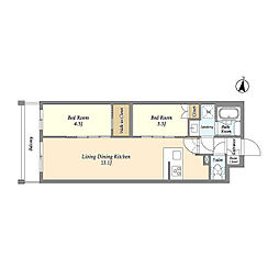 アジールコート練馬中村橋 305 3階2LDKの間取り