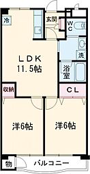 メゾン野島 2LDKの間取図画像