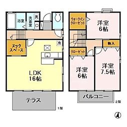 ジヴェルニー 1階3LDKの間取り