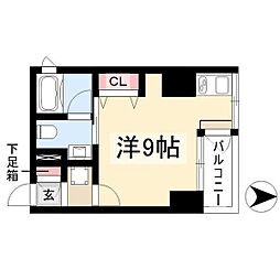 ベレーサ新瑞橋 6階ワンルームの間取り