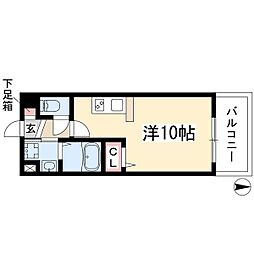 ベレーサ新瑞橋 6階ワンルームの間取り
