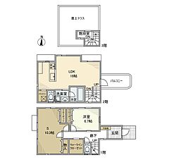桃井戸建 1階1SLDKの間取り