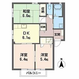 コンフォートD 3DKの間取図画像