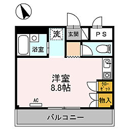 JR東海道・山陽本線 石山駅 バス8分 国分町下車 徒歩2分の賃貸アパート 1階ワンルームの間取り