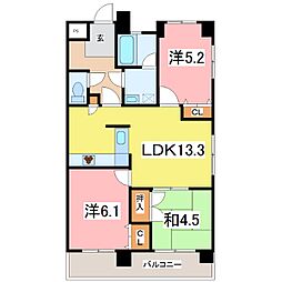 信開ベルシー城東 1階3LDKの間取り