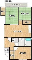 コーポ石原 2階3LDKの間取り