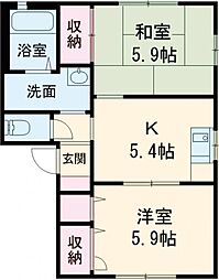 エスポワール天神　Ａ棟 1階2Kの間取り