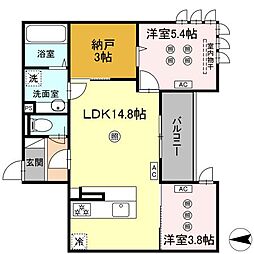 ラルゴ白山通り 2階2LDKの間取り