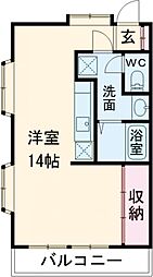 b'CASA熊谷3re-born ワンルームの間取図画像
