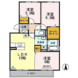 メゾンドヒル 3階3LDKの間取り