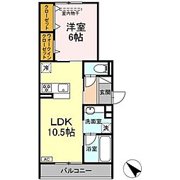 メゾン　ルナール 2階1LDKの間取り