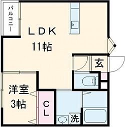 JR豊肥本線 肥後大津駅 徒歩27分の賃貸アパート 2階1LDKの間取り