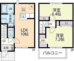 Cherry　Blossom（チェリーブロッサム）A 1階2LDKの間取り