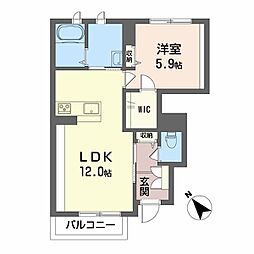 シャーメゾンＭＣＳ旗ヶ崎 1階1LDKの間取り