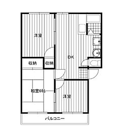 パナハイツ中島 2階3DKの間取り