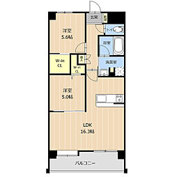 LIBTH京町 5階2LDKの間取り