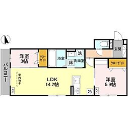 カーサ　ファミール 1階2LDKの間取り