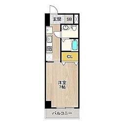 CITY SPIRE新神戸 10階1Kの間取り