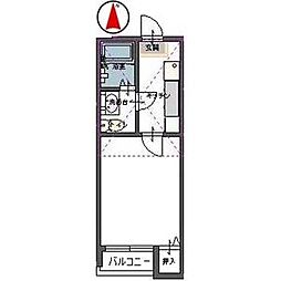 オレンジヒルズ 1階1Kの間取り