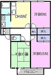 アネシスコートＣ 2階3DKの間取り