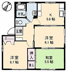 シェソワＳＡＴＳＵＮＯ　Ｃ棟 1階3Kの間取り