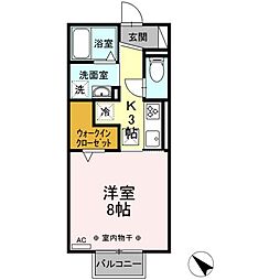パプリカIII　A 1階1Kの間取り