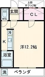 セザンヌ花田2 2階ワンルームの間取り