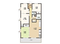 三愛シティライフ都府楼 4階4LDKの間取り