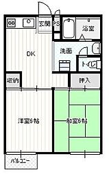 JR福知山線 福知山駅 バス4分 松縄手下車 徒歩4分の賃貸アパート 2階2DKの間取り