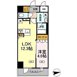 ＩＳ二十人町 8階1LDKの間取り