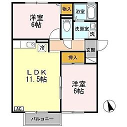 セピアコート　Ｂ棟 2階2LDKの間取り