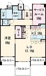 ビバシティ浜田町 6階2LDKの間取り