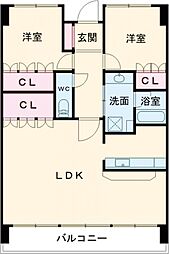 アルファステイツ国際ホテルサイド 4階2LDKの間取り