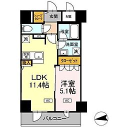 ＩＳ二十人町 9階1LDKの間取り