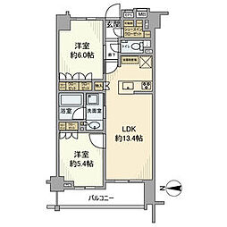 オープンレジデンシア千駄木 2階2LDKの間取り