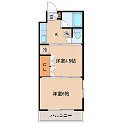 イーグルハイツ宮千代 2階2Kの間取り