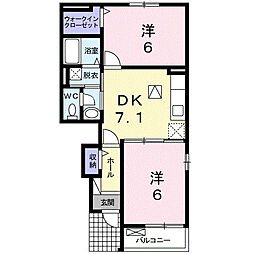 グラースB 2DKの間取図画像